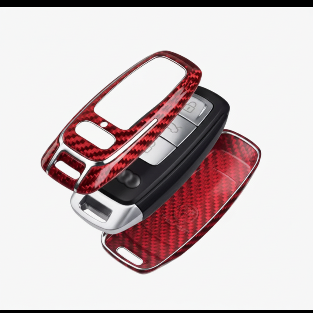 Audi red carbon fiber key cover exploded view