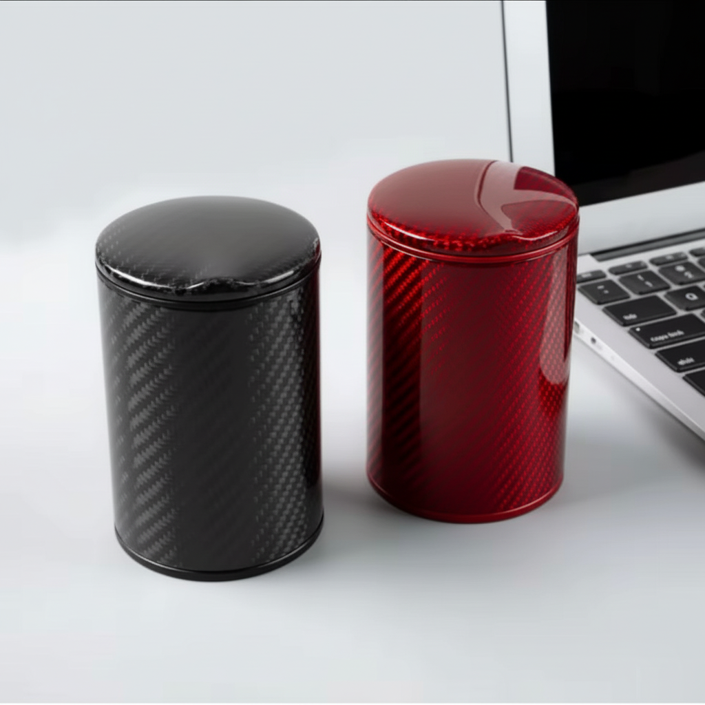 Black and red ashtrays comparison