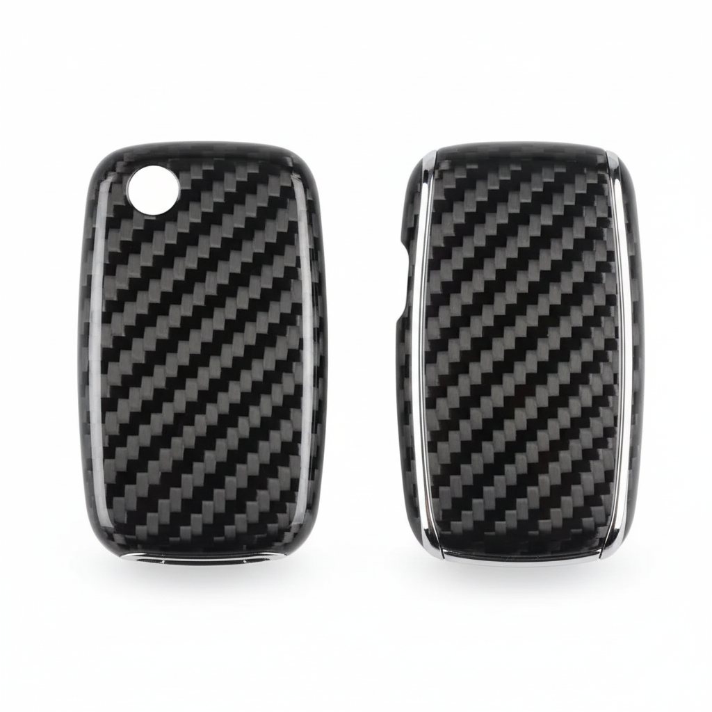 Black carbon fiber VW key cover