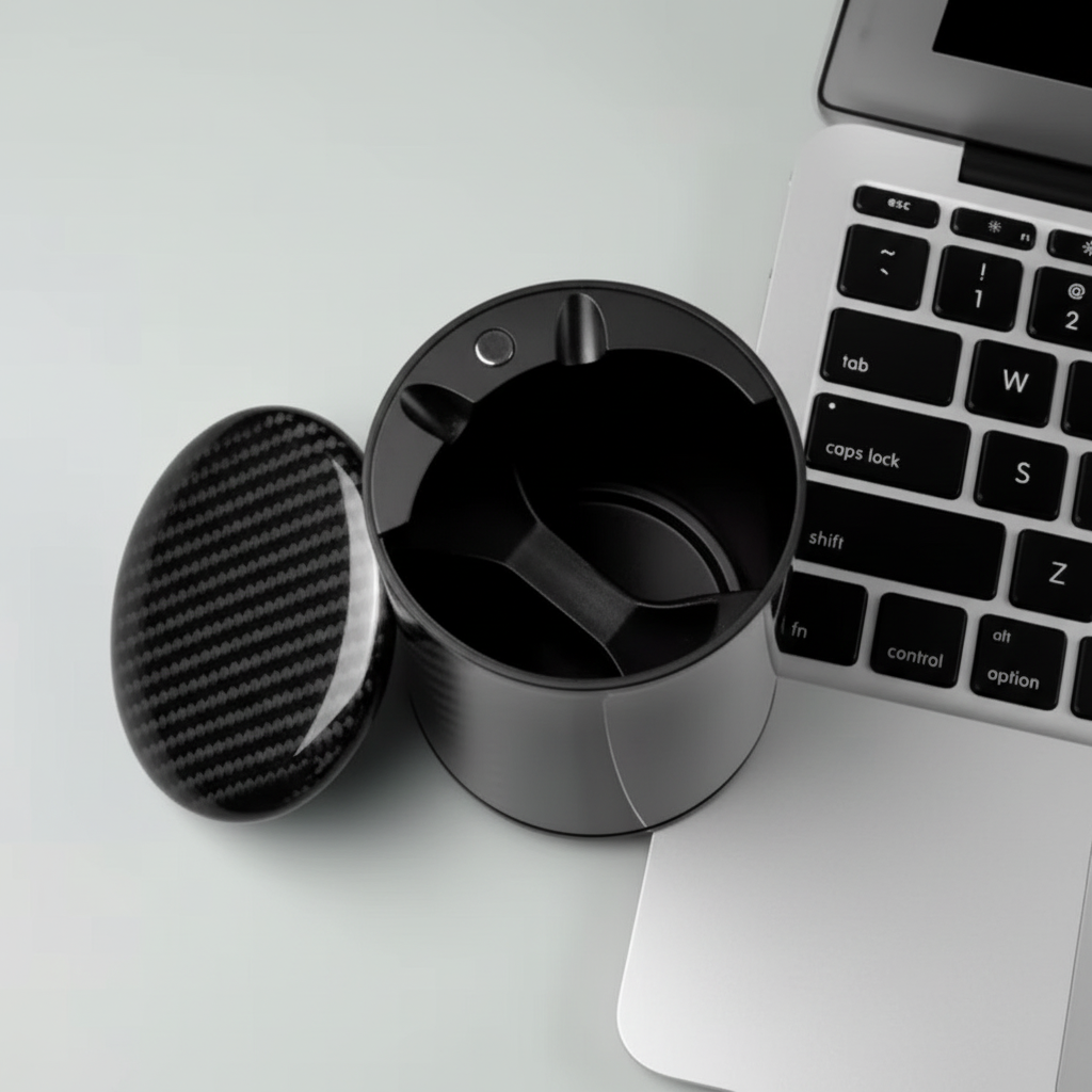 Carbon fiber ashtray open