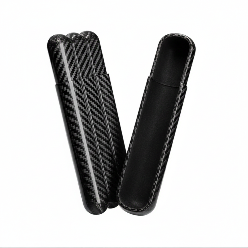 Carbon fiber cigar case opened