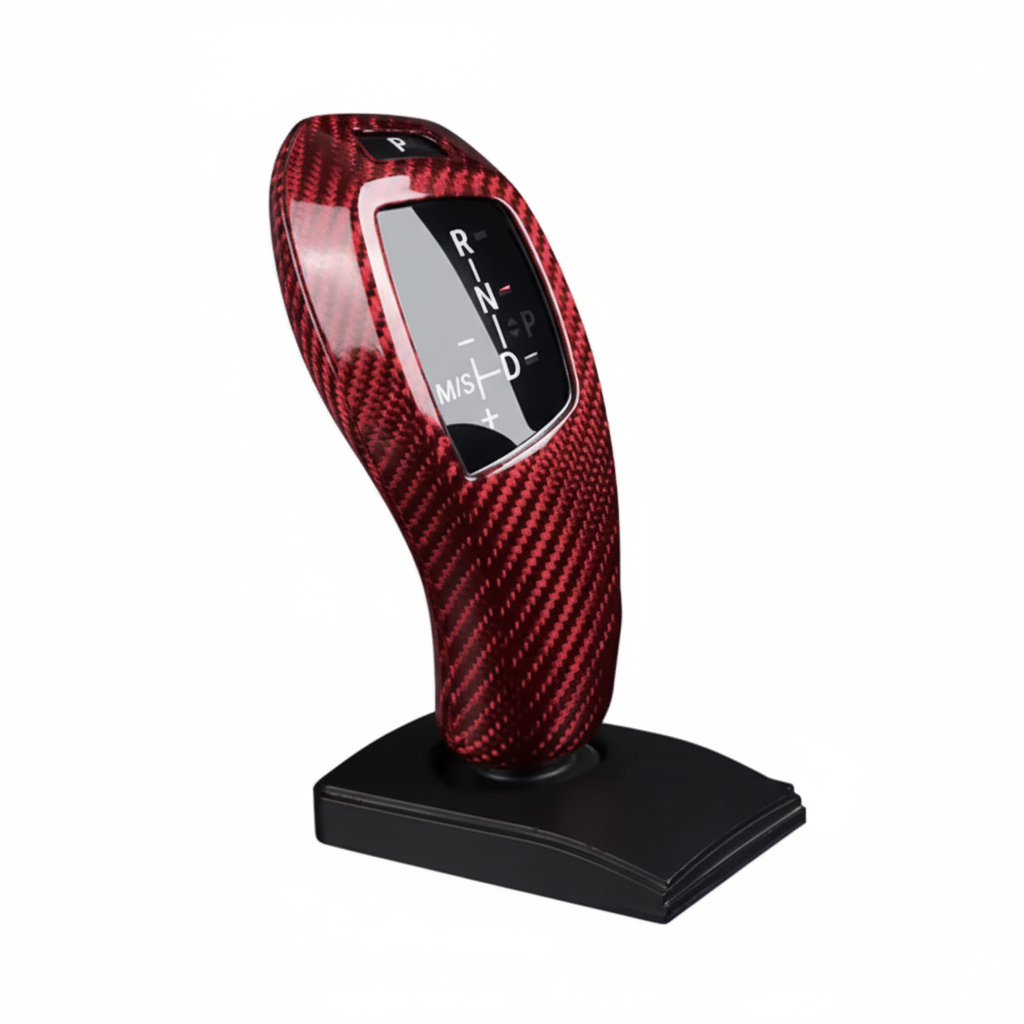 Red gear shift knob side view