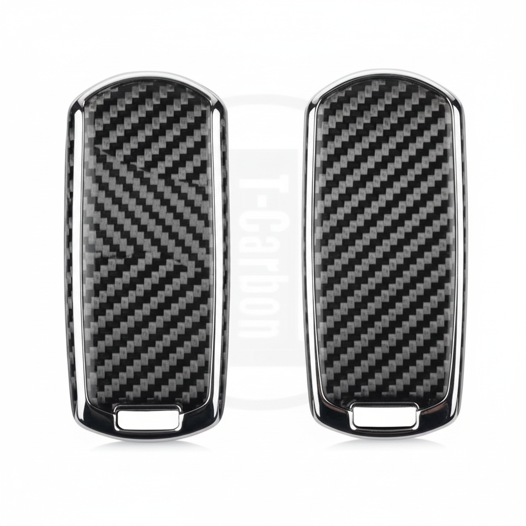 Silver black carbon fiber key cover front and back