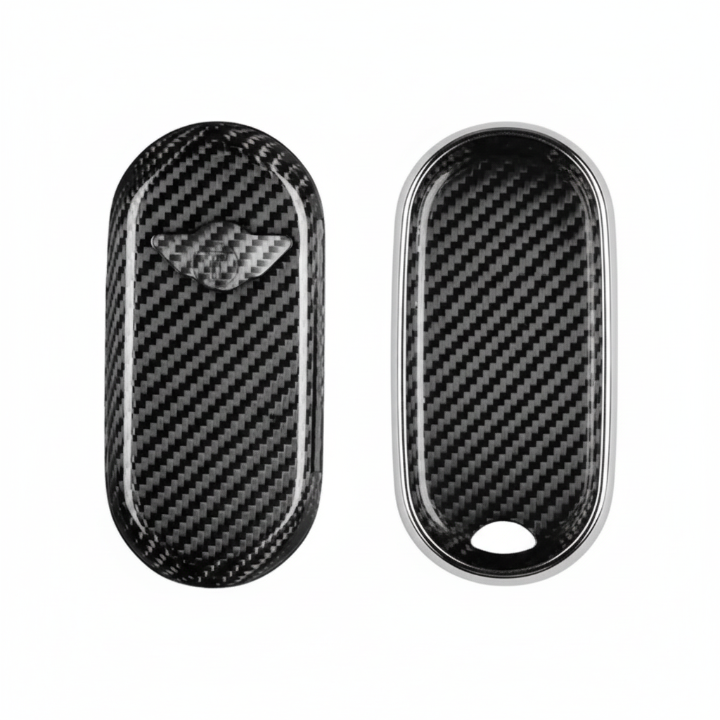 Silver black carbon fiber key cover